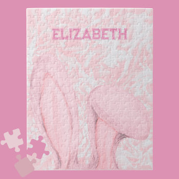 Pink Easter Bunny Ears With Vintage Floral Rose Jigsaw Puzzle by Sozo4all at Zazzle