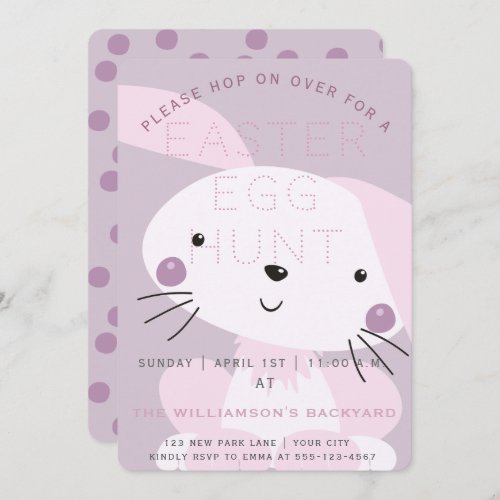 Pink Easter Bunny  Easter Egg Hunt Invitation