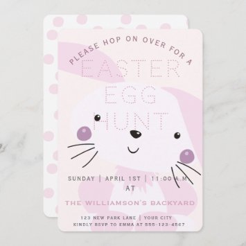 Pink Easter Bunny | Easter Egg Hunt Invitation