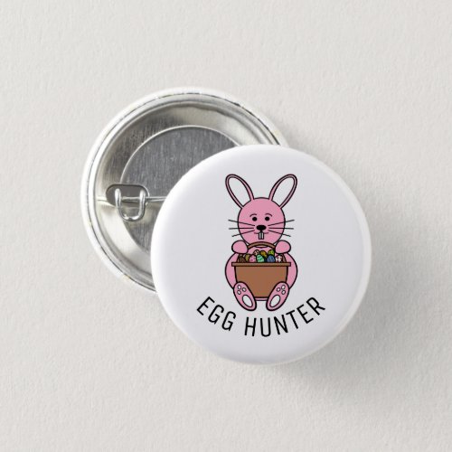 Pink Easter Bunny Egg Hunter Button