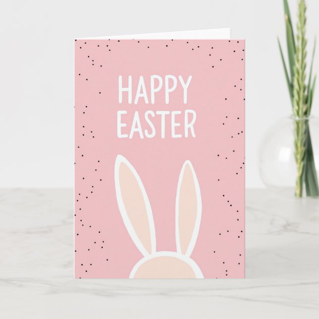 Pink Easter Bunny Faux Texture Card (Front)