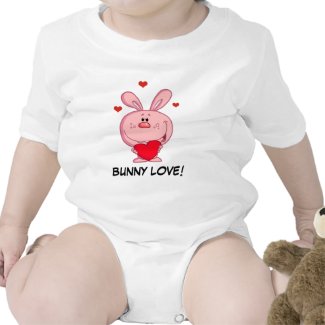 Pink Easter Bunny Holding Heart T Shirt