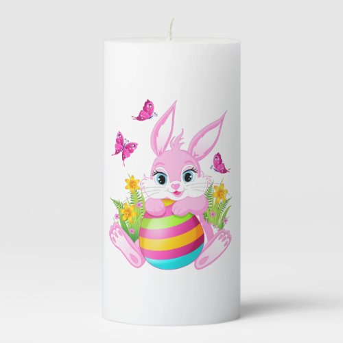 Pink Easter Bunny Medium Pillar Candle