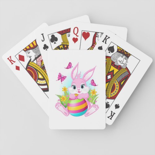 Pink Easter Bunny Playing Cards
