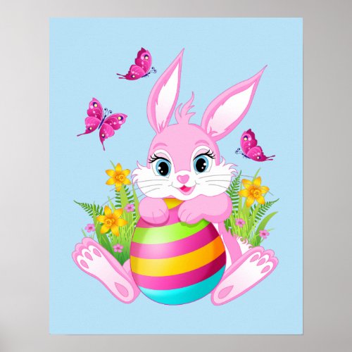 Pink Easter Bunny Poster