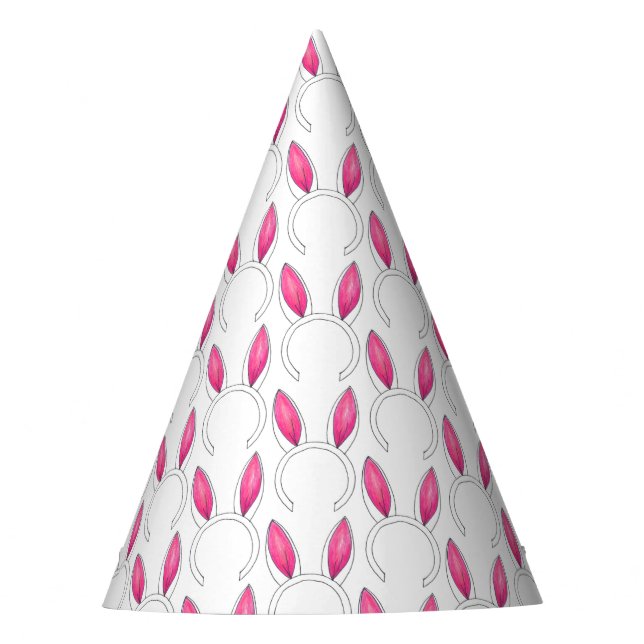 Pink Easter Bunny Rabbit Ears Baby Shower Animal Party Hat (Front)
