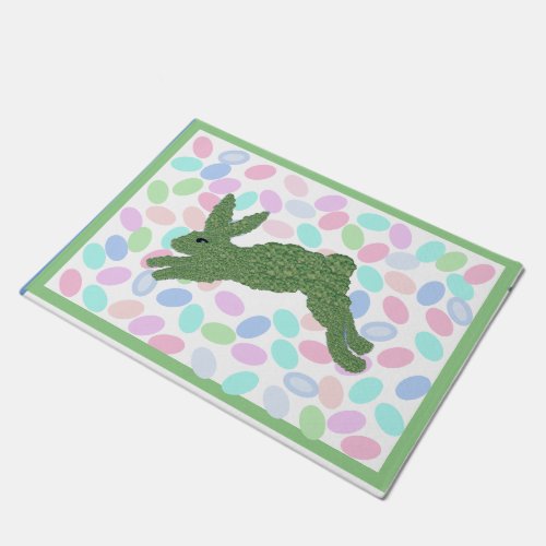 Pink Easter Bunny Rabbit Eggs Garden Flag Doormat