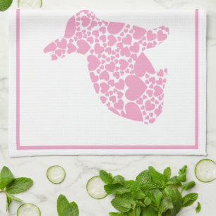 Pink Easter Bunny Rabbit Kitchen Towels
