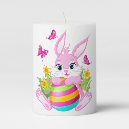 Pink Easter Bunny Small Pillar Candle