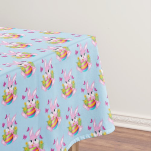 Pink Easter Bunny Tablecloth