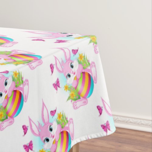 Pink Easter Bunny Tablecloth