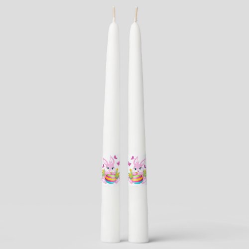 Pink Easter Bunny Taper Candles
