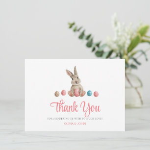 Pink Easter Bunny Thank You Card