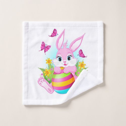 Pink Easter Bunny Wash Cloth