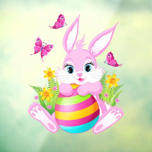 Pink Easter Bunny Window Cling