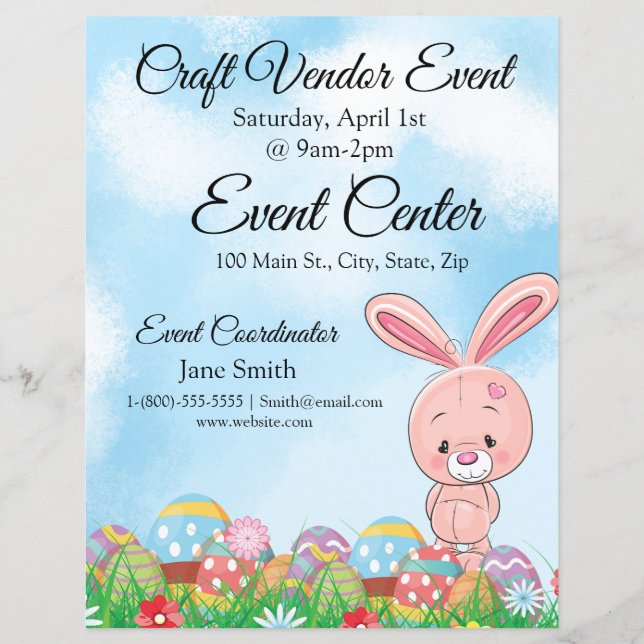 Pink Easter Bunny with Eggs Craft Vendor Event (Front)
