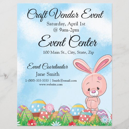 Pink Easter Bunny with Eggs Craft Vendor Event