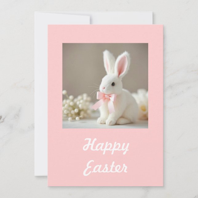 Pink Easter Card with Bunny (Front)