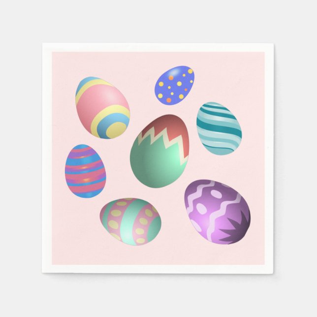 Pink Easter Egg Easter Party Egg Hunt Pastel Cute Napkins (Front)
