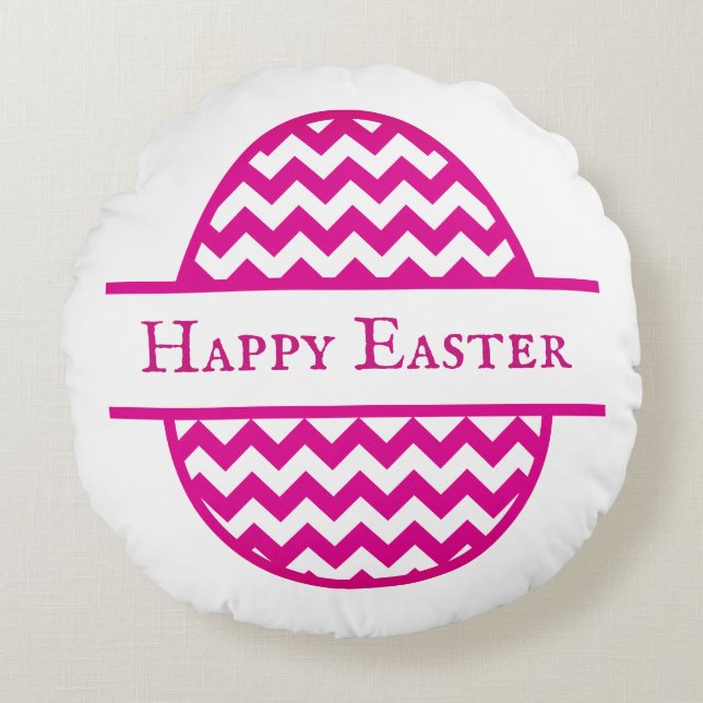 Pink Easter Egg Round Pillow (Front)