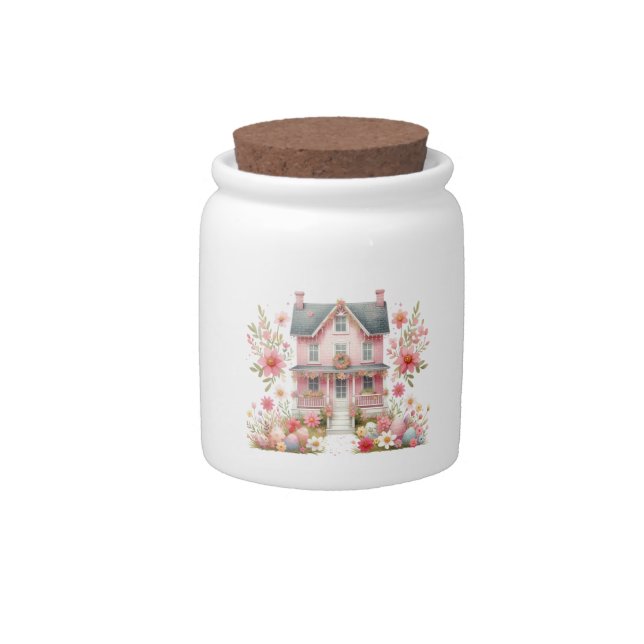 Pink Easter House Candy Jar (Front)
