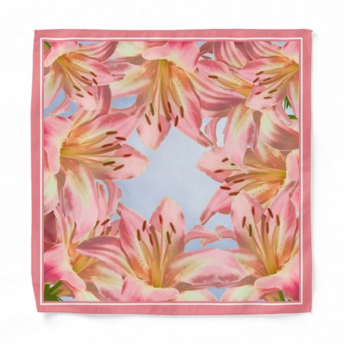 Pink Easter Lily Floral Photography Blue Sky Photo Bandana