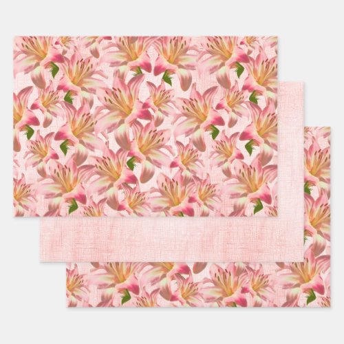 Pink Easter Lily Random Pattern Floral Photohraphy Wrapping Paper Sheets