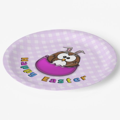 pink Easter owl _ paper plates