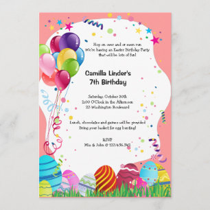 Pink Easter Sunday Birthday Party Invites