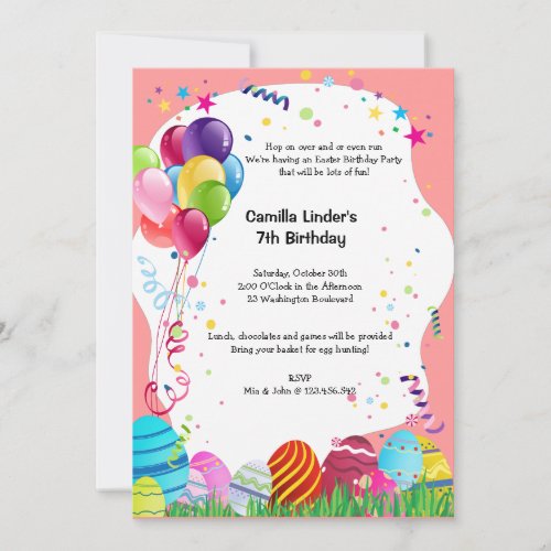 Pink Easter Sunday Birthday Party Invites