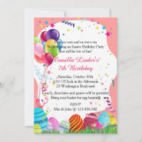 Pink Easter Sunday Birthday Party Invites