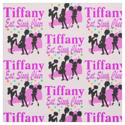 PINK EAT, SLEEP, CHEER PERSONALIZED FABRIC