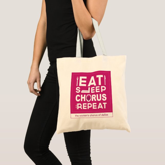 Pink Eat Sleep Chorus Repeat Block Tote Bag (Front (Product))