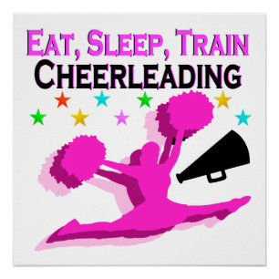 PINK EAT SLEEP TRAIN CHEERLEADING POSTER