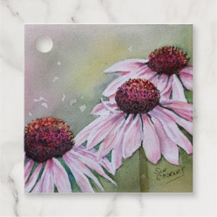 Pink Echinacea Daisies Favor Tags