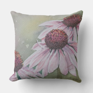 PINK ECHINACEA DAISY FLOWERS PATIO OUTDOOR PILLOW