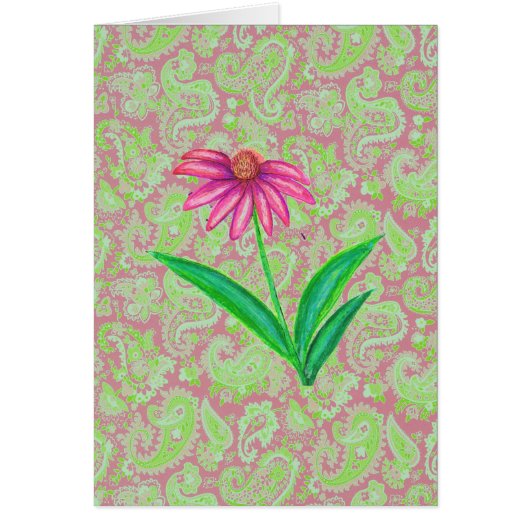 PINK ECHINACEA PAISLEY CARDS (Front)