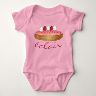 Pink Eclair French Choux Pastry Baking Patisserie Baby Bodysuit