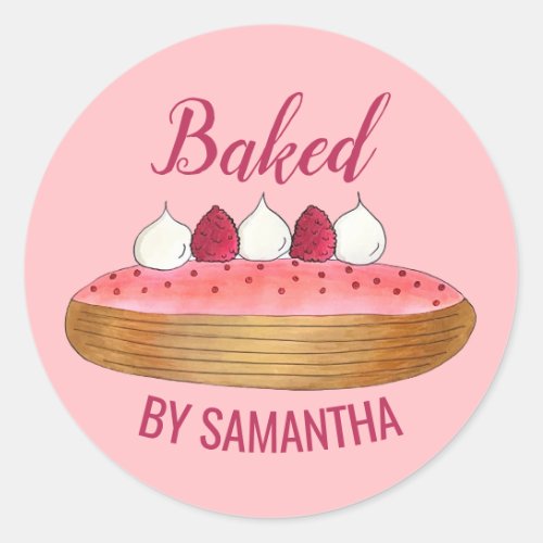 Pink Eclair French Choux Pastry Baking Patisserie Classic Round Sticker
