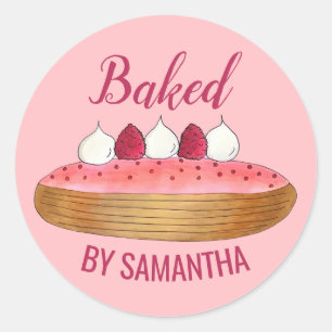 Pink Eclair French Choux Pastry Baking Patisserie Classic Round Sticker