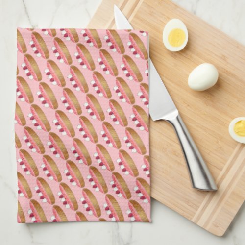 Pink Eclair French Choux Pastry Baking Patisserie  Kitchen Towel