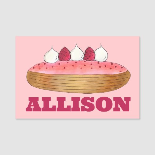 Pink Eclair French Choux Pastry Baking Patisserie Name Tag
