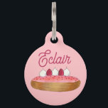 Pink Eclair French Choux Pastry Baking Patisserie Pet ID Tag<br><div class="desc">Design features an original marker illustration of a choux pastry eclair,  topped with pink fondant,  raspberries,  and buttercream. Ideal for your favorite baker,  foodie,  pastry chef,  or lover of French patisserie.</div>