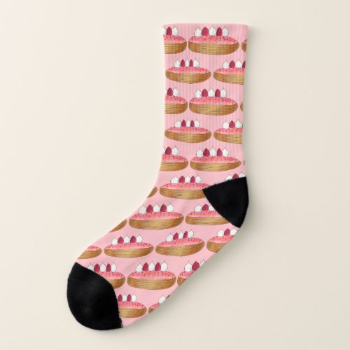 Pink Eclair French Choux Pastry Baking Patisserie Socks