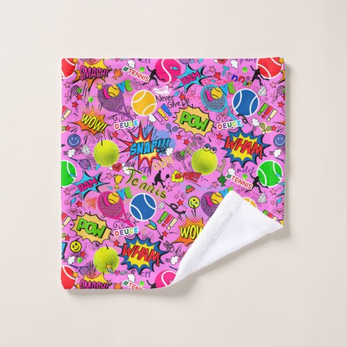   pink Eclectic tennis pattern  Wash Cloth