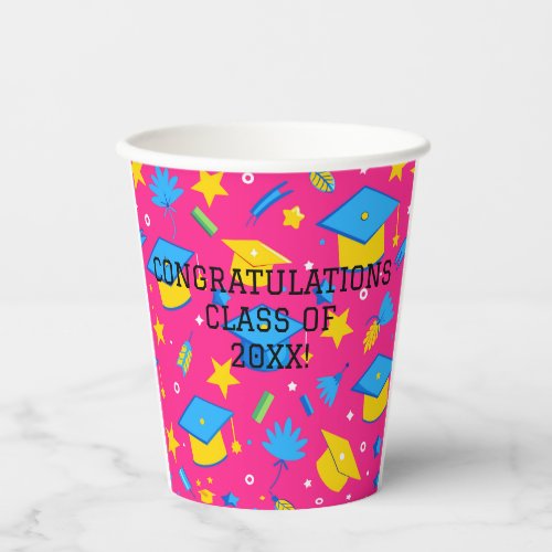 Pink Edit Year Graduation Congratulations Party Paper Cups
