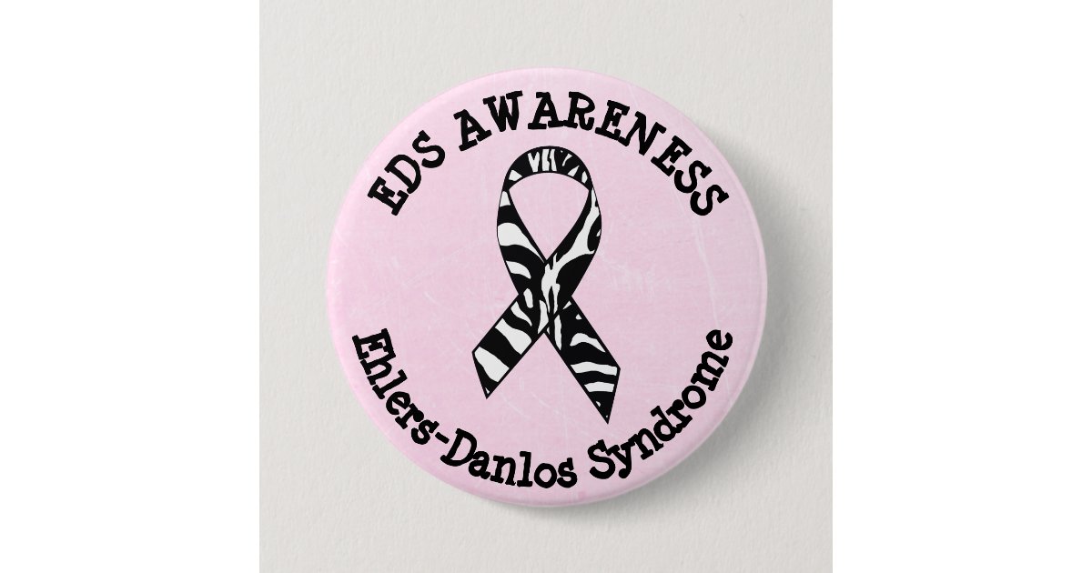 Pink EDS Awareness Ribbon Button | Zazzle