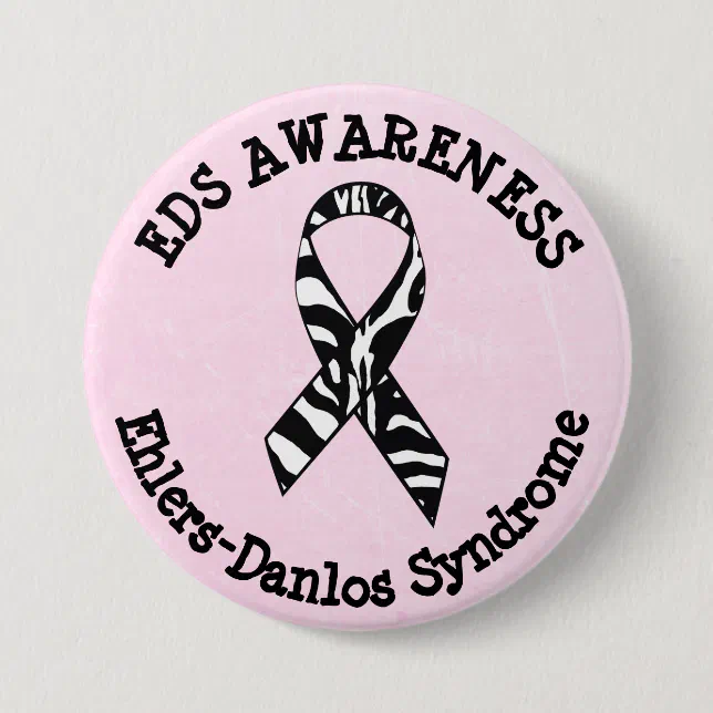 Pink EDS Awareness Ribbon Button | Zazzle