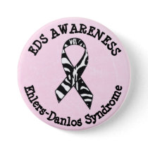 Pink EDS Awareness Ribbon  Button