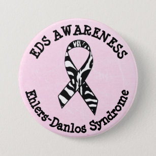Pink EDS Awareness Ribbon  Button